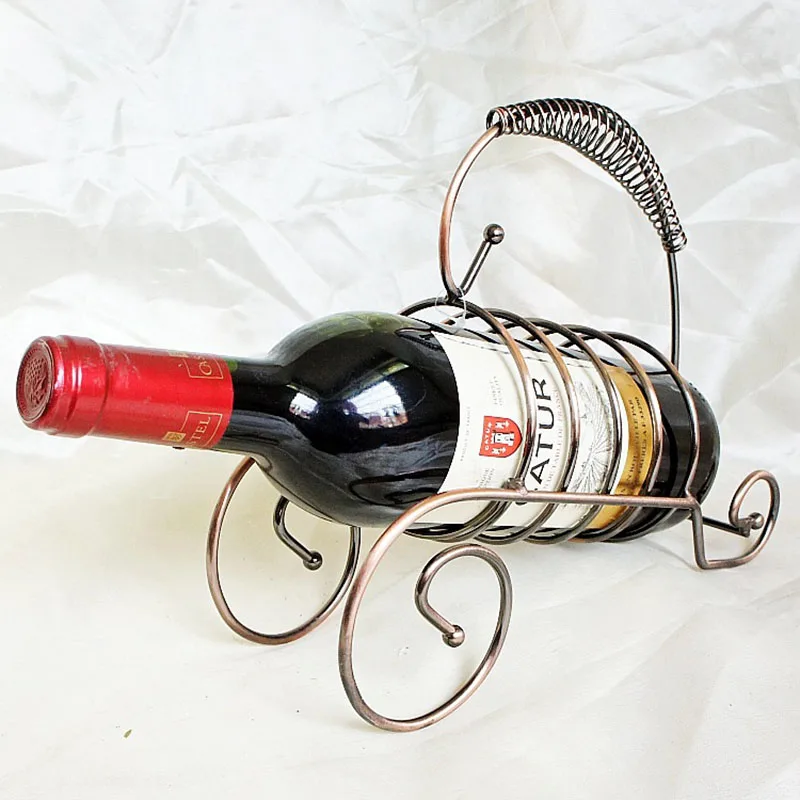 Stylish Wine Rack Iron Stand Bronze Metal Cage Process Plating Coated American Style Holder Craft Home Bar Decoration | Дом и сад