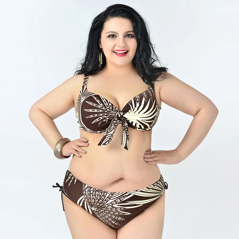 Lovey Village 2016 Women Plus Size Swimwear Bathing Suit Push Up Bikini Set Print Swimsuit Beach |