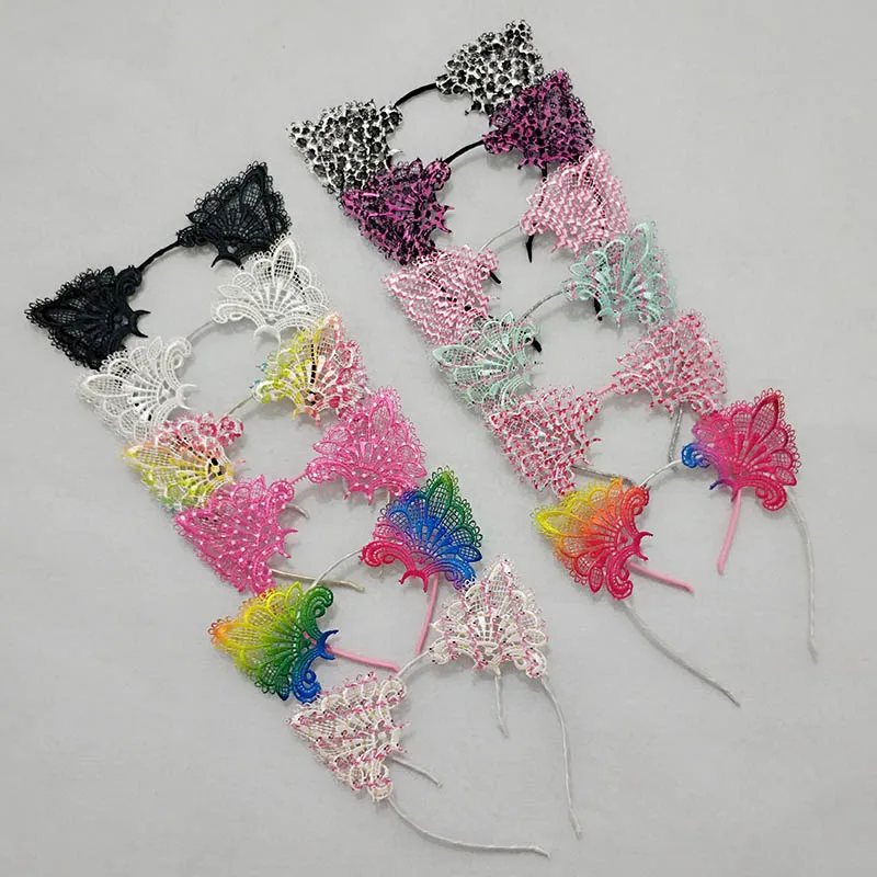 Кружевная Сексуальная повязка на голову с кошачьими ушками для взрослых заколки