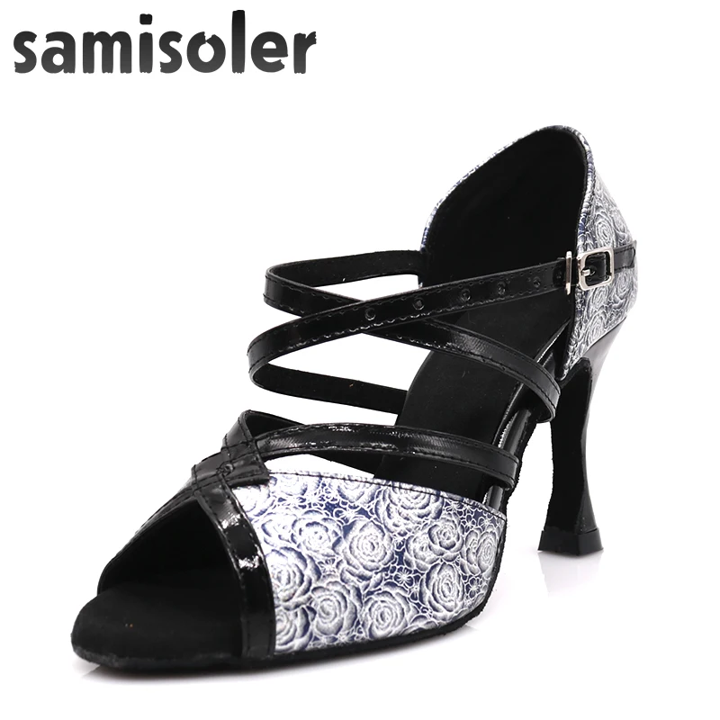 Samisoler/Блестящая обувь с вырезами; женская обувь для латинских танцев; Танцевальная обувь для танго, джаза; обувь для сальсы, бальных танцев; модная обувь для танцев 5-10 см