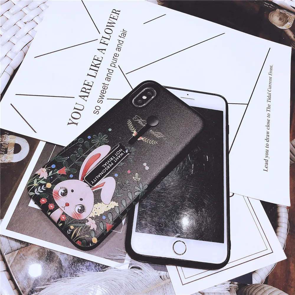 Забавный милый кролик 3D рельефный телефонный чехол для Apple iPhone X XS MAX XR скрыть
