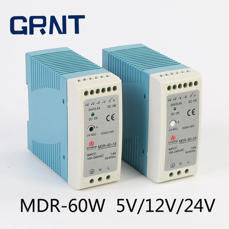 MDR-60W-5V/12V/24V Din Rail ультратонкий одновыходной импульсный источник питания