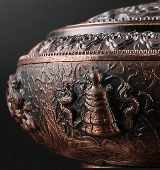 

Exquisite Chinese Copper Alloy Eight Auspicious Symbols Of Buddhism Incense Burner/Censer