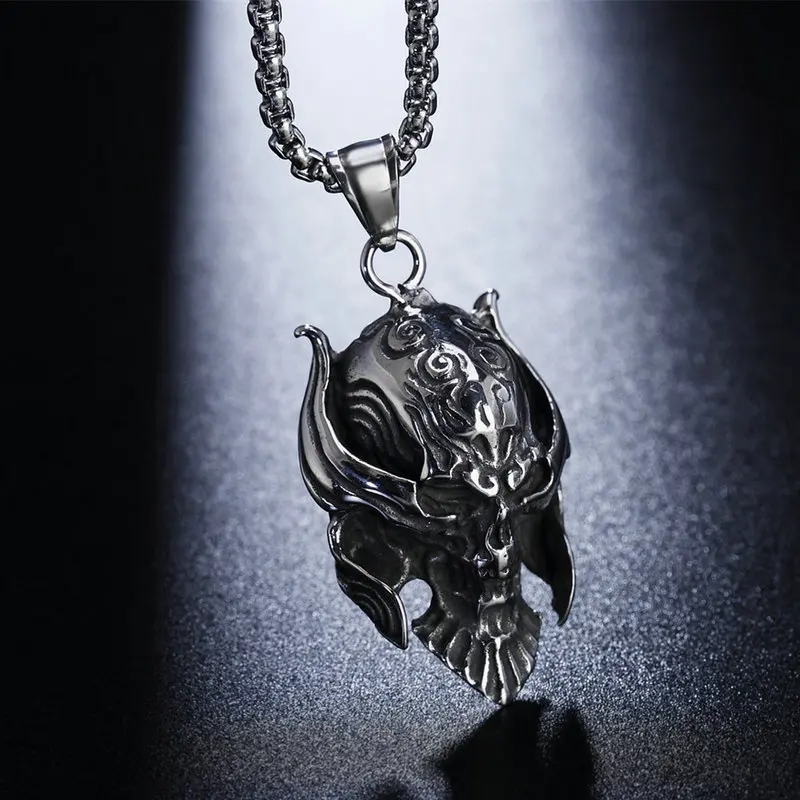 В стиле панк ад кулон Цепочки и ожерелья череп Титан Сталь Для мужчин Ожерелья