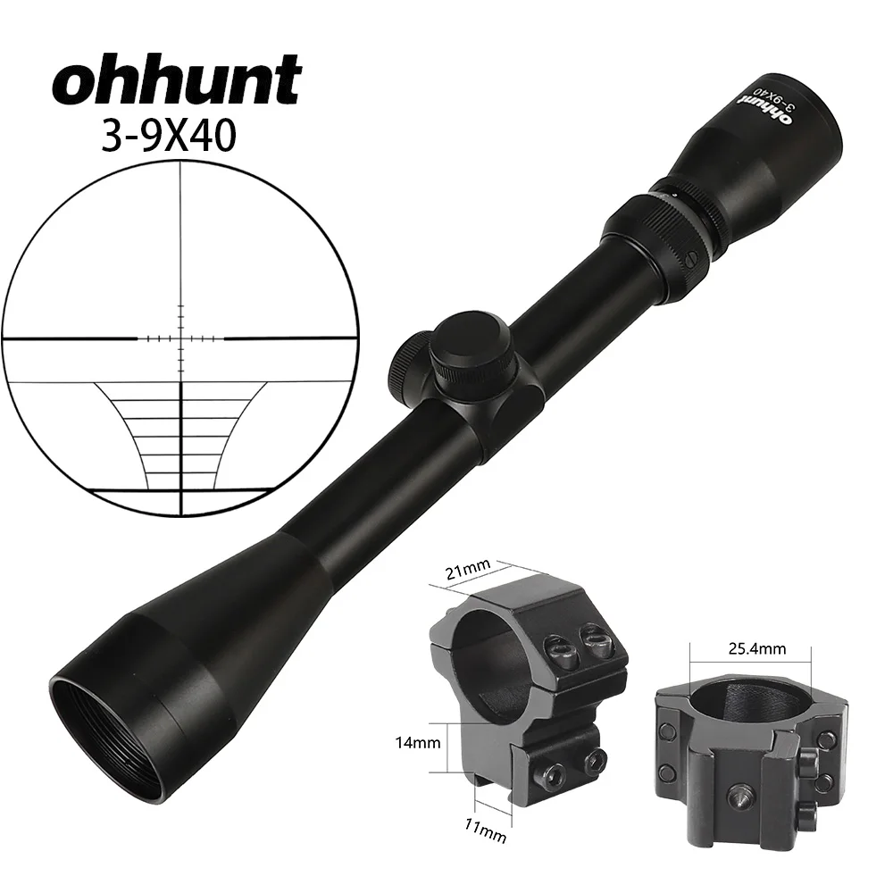 with Dovetail Rings Ohhunt 3-9X40 охотничьи прицелы для стрельбы тусклый полированный финишный мелкий Mil точечный оптический прицел распродажа - Цвет: with Dovetail Rings