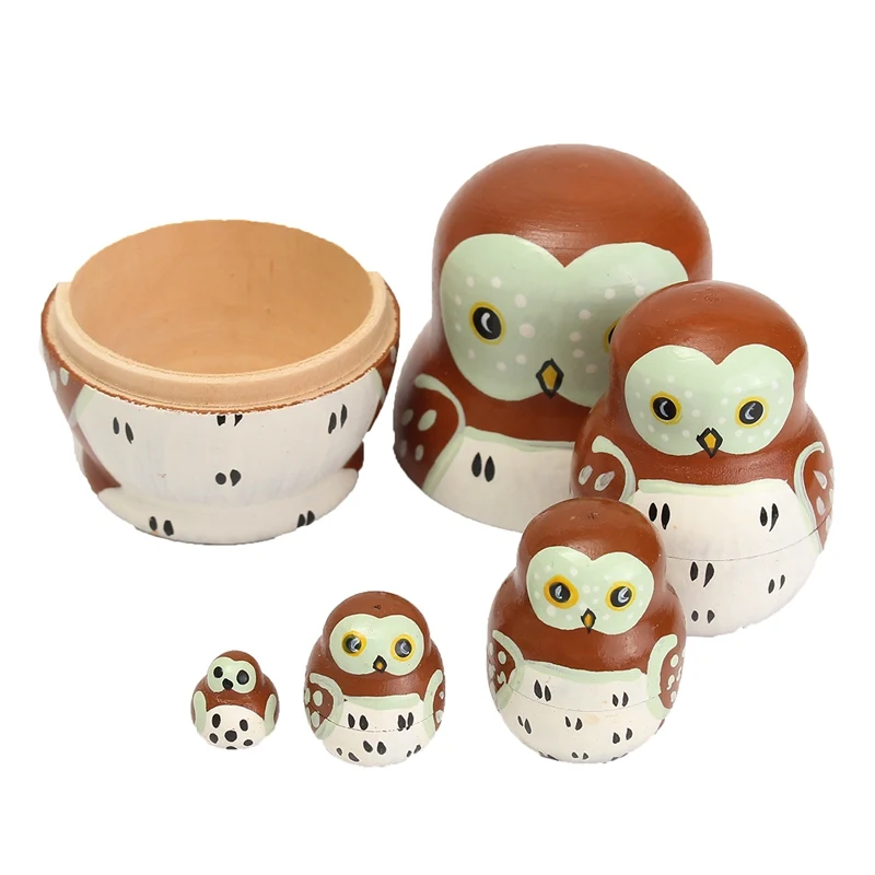 5 шт./компл. сова деревянные Слои Матрешка Украшения фигурки DIY Handmake ремесел Дети