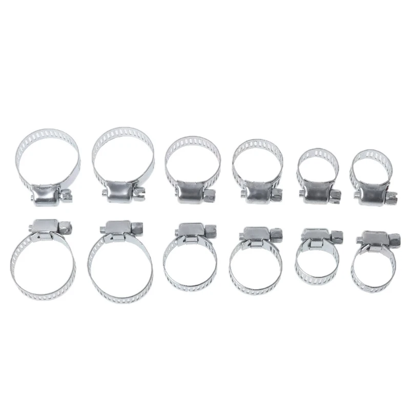 12 Pcs/Set Screw Band Hose Clamps Adjustable Fuel Line Worm Gear Clip Hardware | Обустройство дома