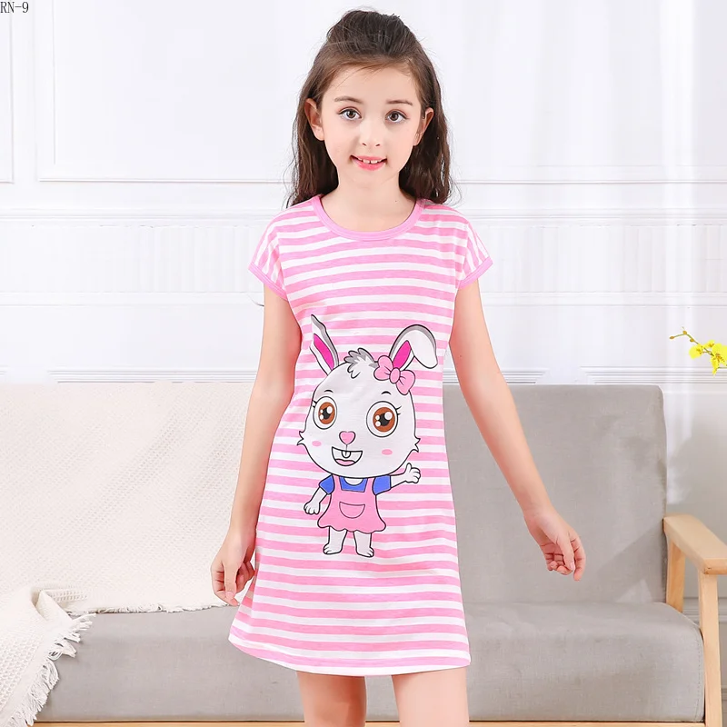 Новая 2019 летняя ночная рубашка для девочек короткий рукав одежда сна с героями