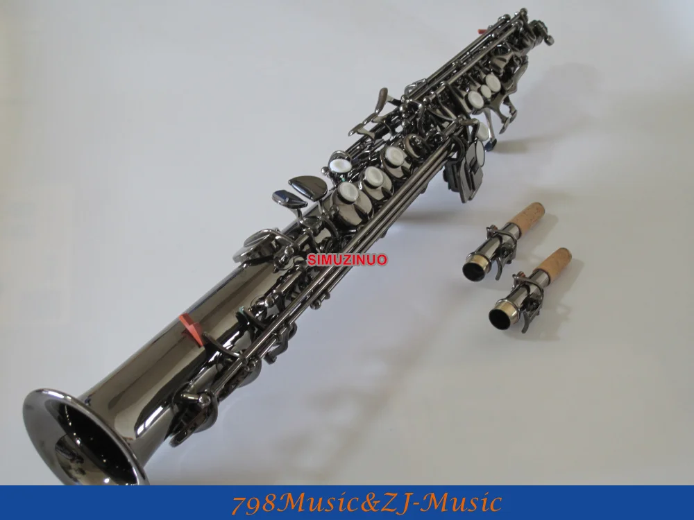 

Черный никелевый Саксофон сопрано высокий F # Sax 2 шейный Новый чехол