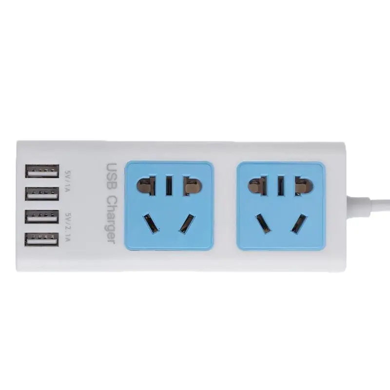 Быстрая зарядка 4 Порты USB Зарядное устройство 5V 2.1A Универсальный USB Мощность полосы Портативный Путешествия адаптер кабель удлинитель розетка