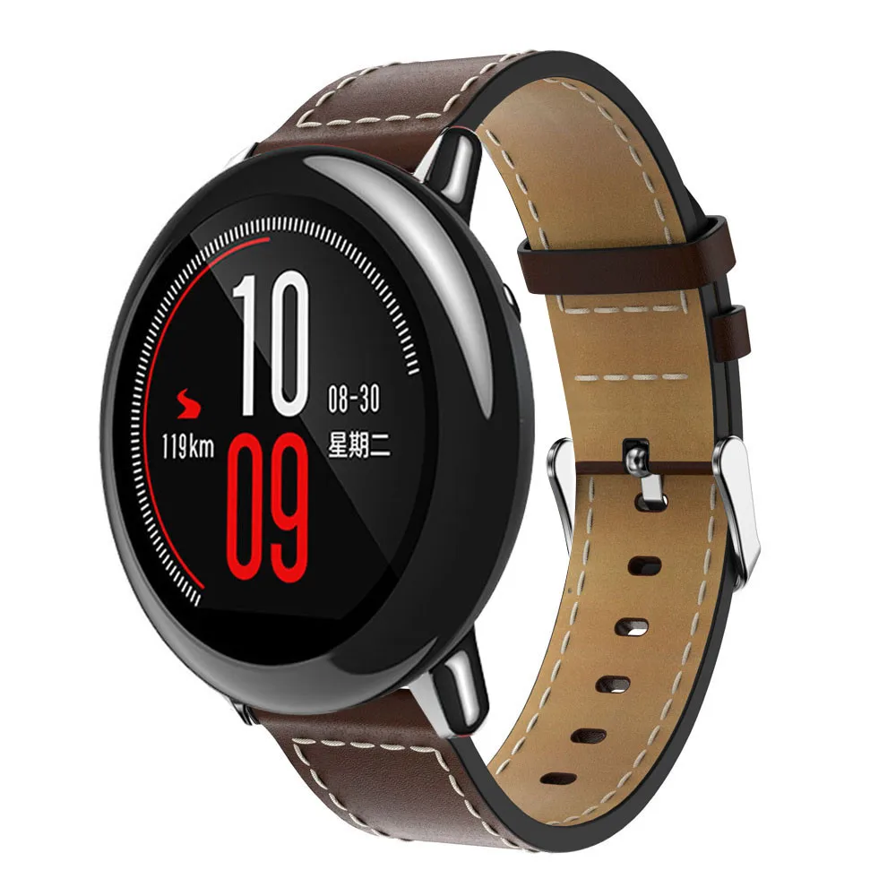 Ремешок кожаный для Xiaomi Huami Amazfit A1602 сменный Браслет 2 в 1 с защитной пленкой amazfit |