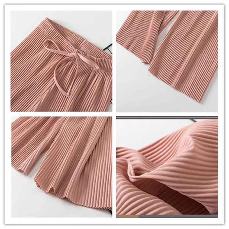 Женские широкие брюки с высокой талией повседневные корейские шифоновые