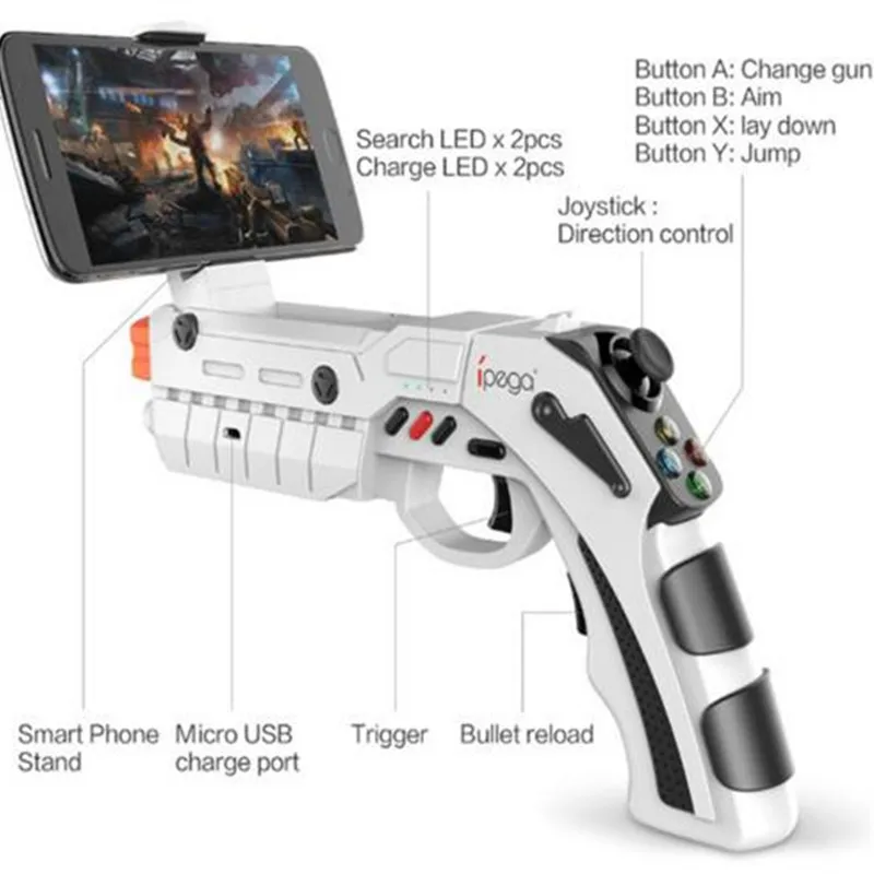 IPEGA PG-9082 Controle Para Celular Arma пистолет контроллер AR мобильный игровой для iPhone Bluetooth