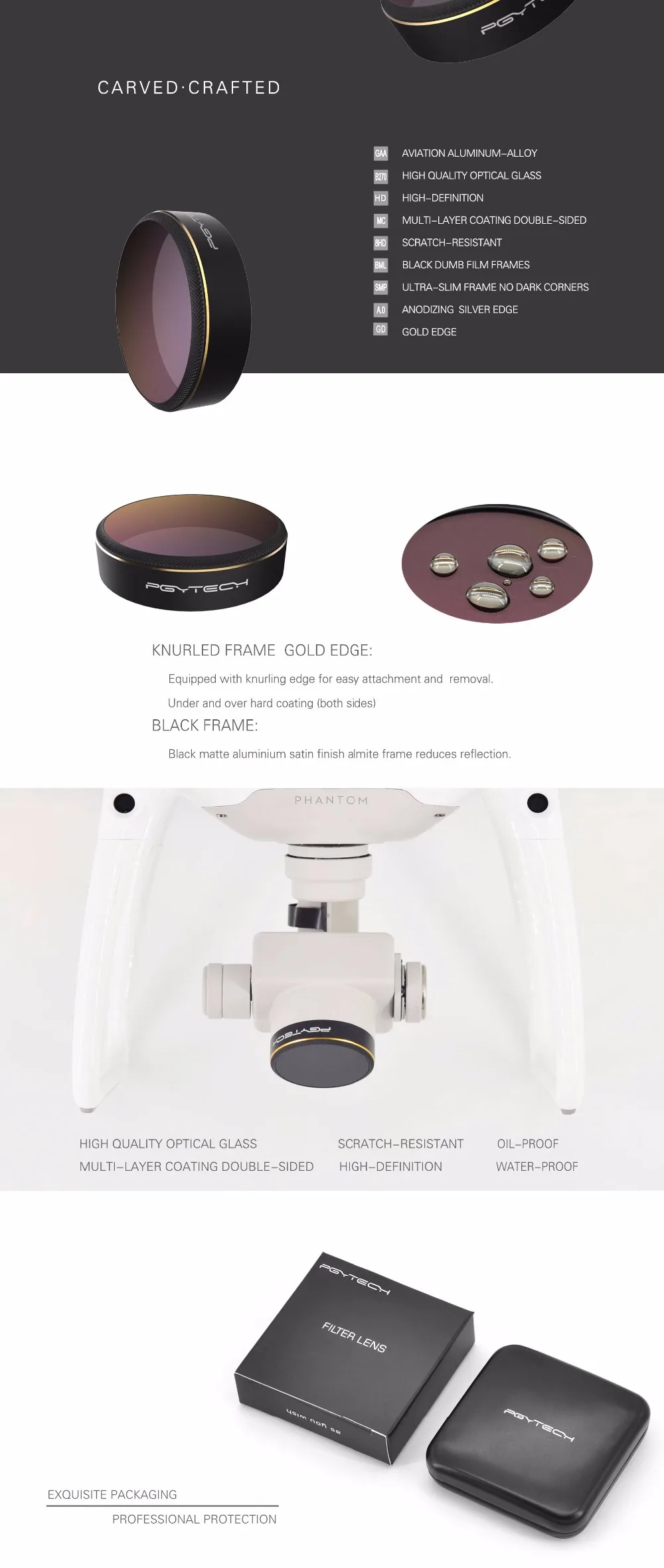 PGYTECH CPL/UV фильтр объектива камеры для DJI Phantom 4 Pro HD фильтры для DJI Phantom 4 Pro Аксессуары для Дронов