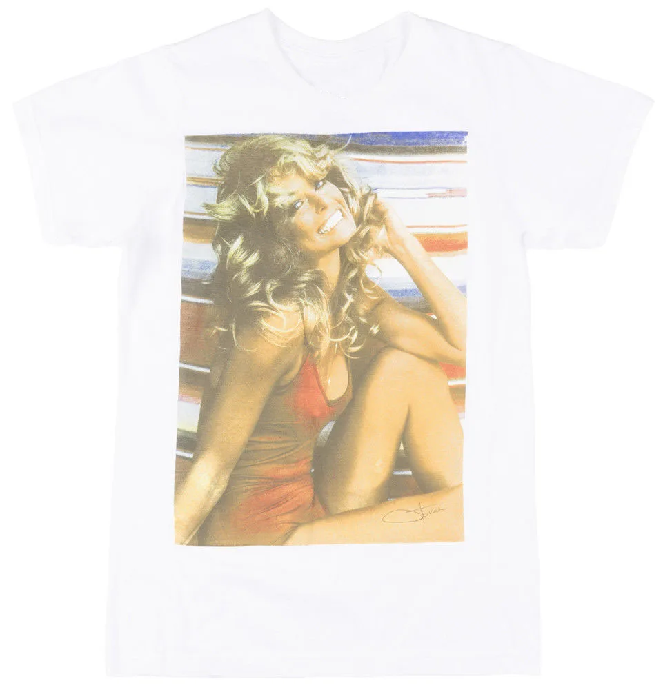 Farrah Fawcett купальник постер Футболка мужская 70S ретро футболки знаменитостей белые