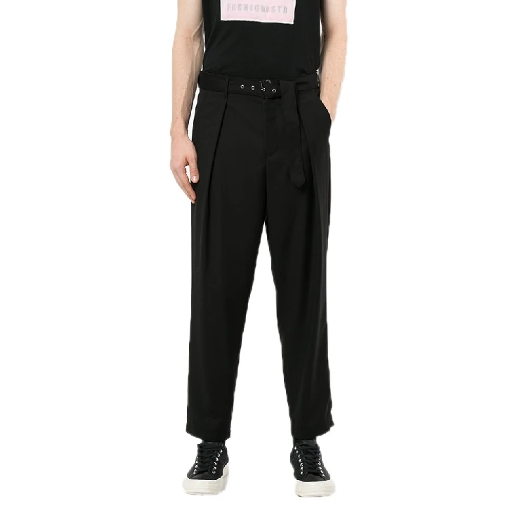 

Self-made men's casual trousers waistband slim body nine points fold. S-6XL!!