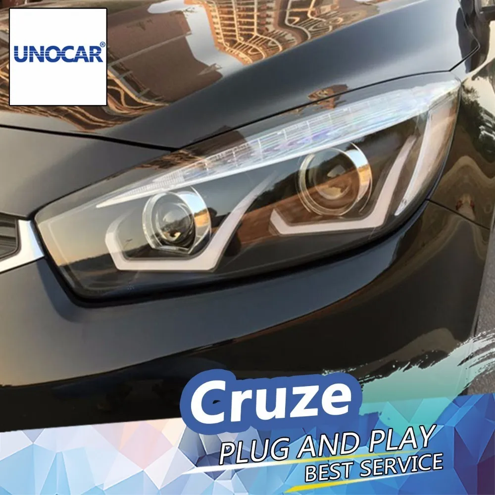 Unocar фара для Chevrolet Cruze 2015 2016 фары светодиодный фар DRL Объектив Двойной Луч