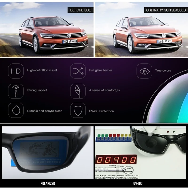 Солнцезащитные очки DUBERY мужские спортивные поляризационные зеркальные