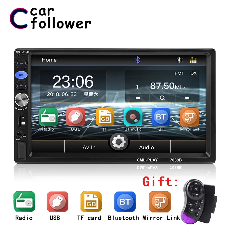 Автомобильный стерео Bluetooth 7 "HD сенсорный экран Экран MP5 плеер Поддержка