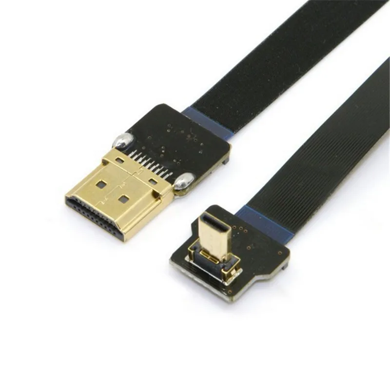 Плоский кабель 0 1 м 90 градусов вверх под углом FPV Micro HDMI совместимый штекер к FPC для