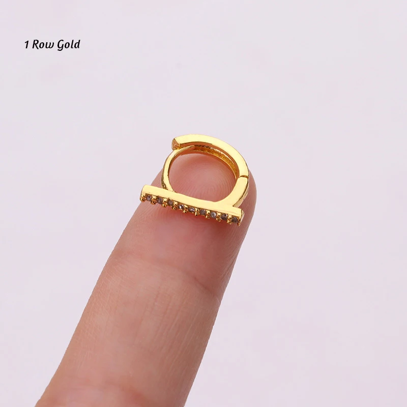 1 Row Gold Новое поступление 1 шт. 6 мм/8 мм/10 мм Cz huggie hoop серьги, Надеваемые На ушной хрящ украшение для козелка Daith Conch Rook Snug украшения для ушного пирсинга - Окраска металла: 1 Row Gold