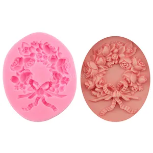 Цветок подарок Роза гирлянда силиконовая помадка мыло 3D форма для торта, капкейков желе Конфеты Шоколад украшения выпечки инструмент формы FQ2978