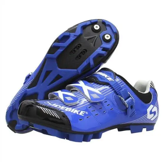 blue SIDEBIKE MTB man/Женская Прямая Фабрика профессиональный замок для горного велосипеда нескользящая обувь дышащие дешевые велосипедные ботинки - Цвет: blue