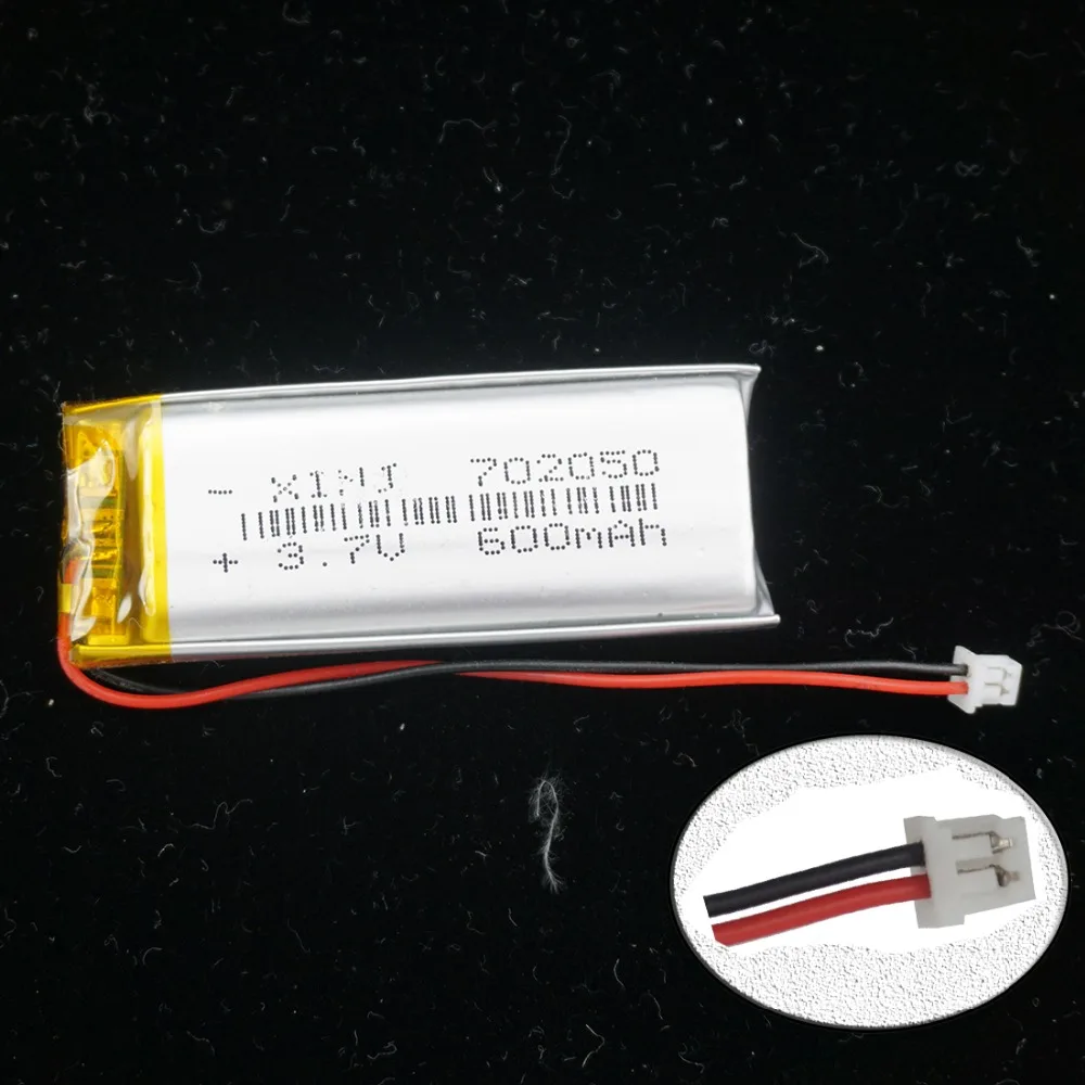 XINJ 3 7 в 600 мАч литий полимерный аккумулятор 2pin JST PH 1 5 мм разъем 702050 для gps MP3 Sat Nav DVR dvc