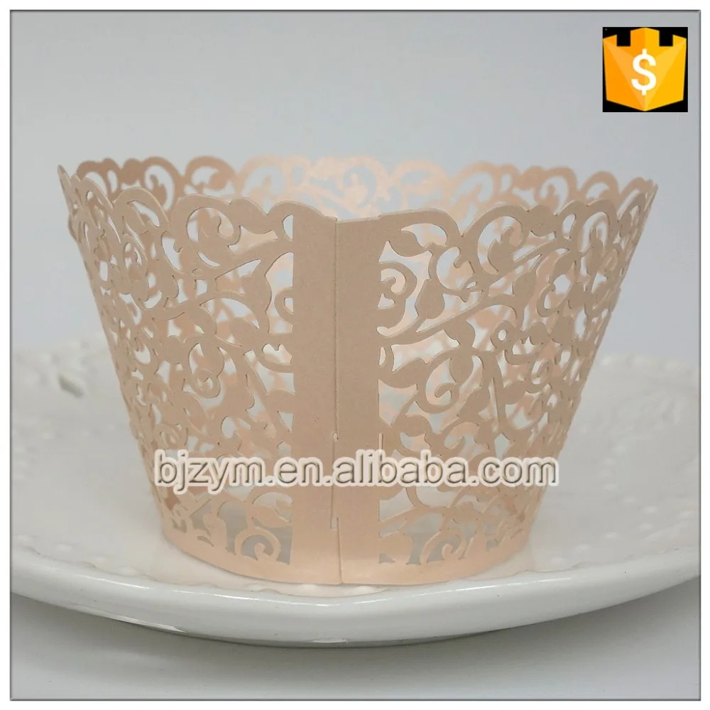 Beautiful Jade Color baking cup decorating pearl paper cakes molds laser cut vine design Cupcake Wrapper 12pcs on sale promotion |