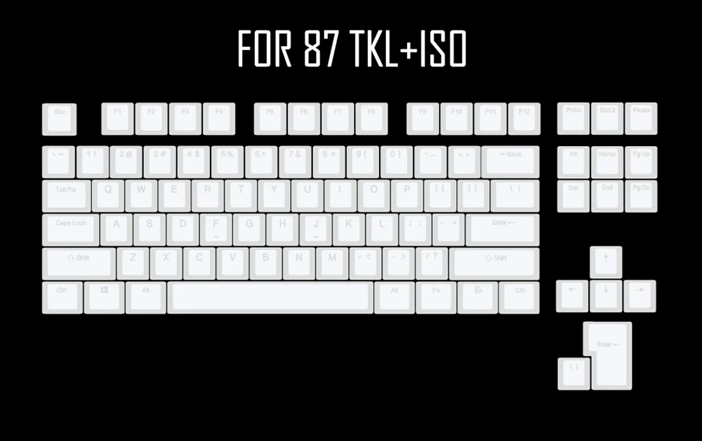 Пудинг pbt doubleshot keycap oem задний светильник механические клавиатуры молочный Белый Розовый Черный gh60 покер 87 tkl 104 108 ansi iso - Цвет: WWhite 87 iso