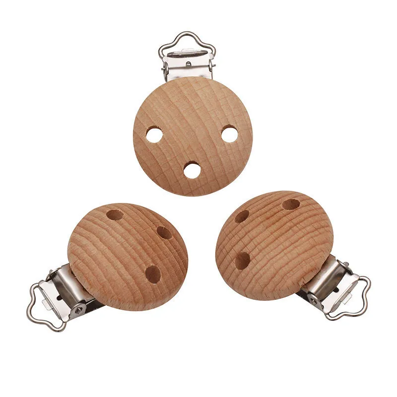 2pc Wooden Beech Pacifier Chain Accessory Silicone Bead Baby Teether Teething Infant Soother Clip Nipple Clasp Toy DIY Hold Tool | Мать и