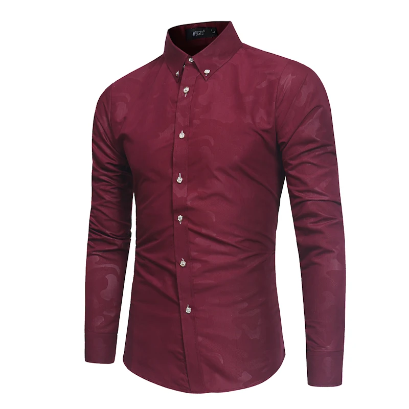 Новый бренд 2018 Для мужчин рубашка 3 цвета платье с длинным рукавом Slim Fit Camisa masculina