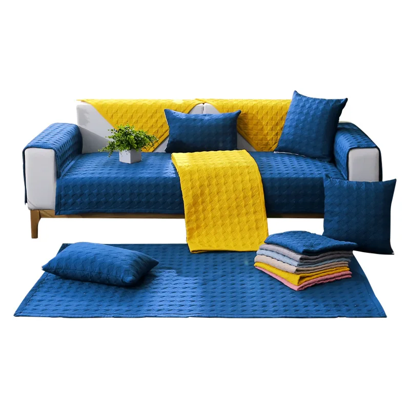 Твердый Хлопковый чехол для дивана нескользящий серый/хаки/синий протектор