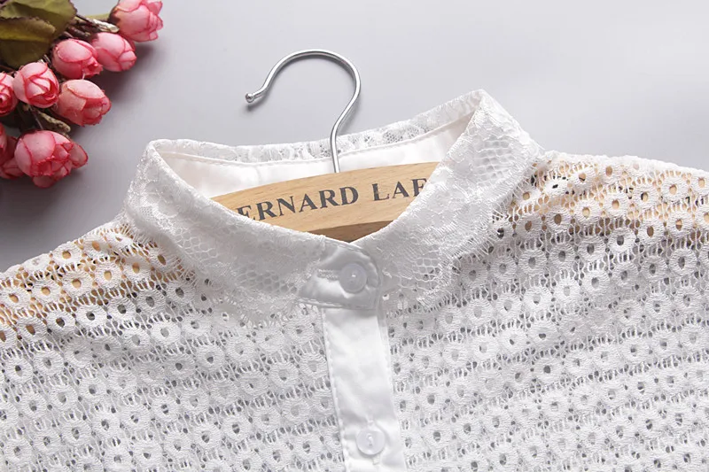 2017 Однотонная рубашка с декоративными жемчужинами для ногтей имитация воротника