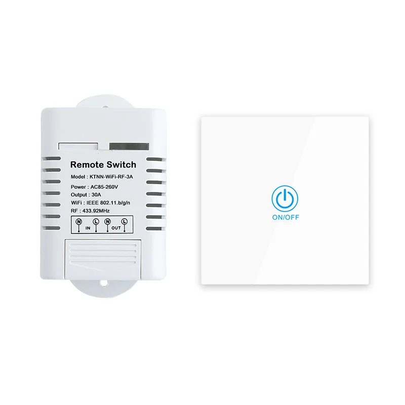 White Kit 1Gang 30A высокое Мощность Wi-Fi релейный Переключатель приемника 110 V-220 V умный дом гаджеты Беспроводной светильник выключатель eWeLink APP Управление 433 МГц - Цвет: White Kit