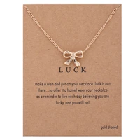 card luck bowknot necklace necklaces vintage clavicle chains necklace pendant women best gift for friends