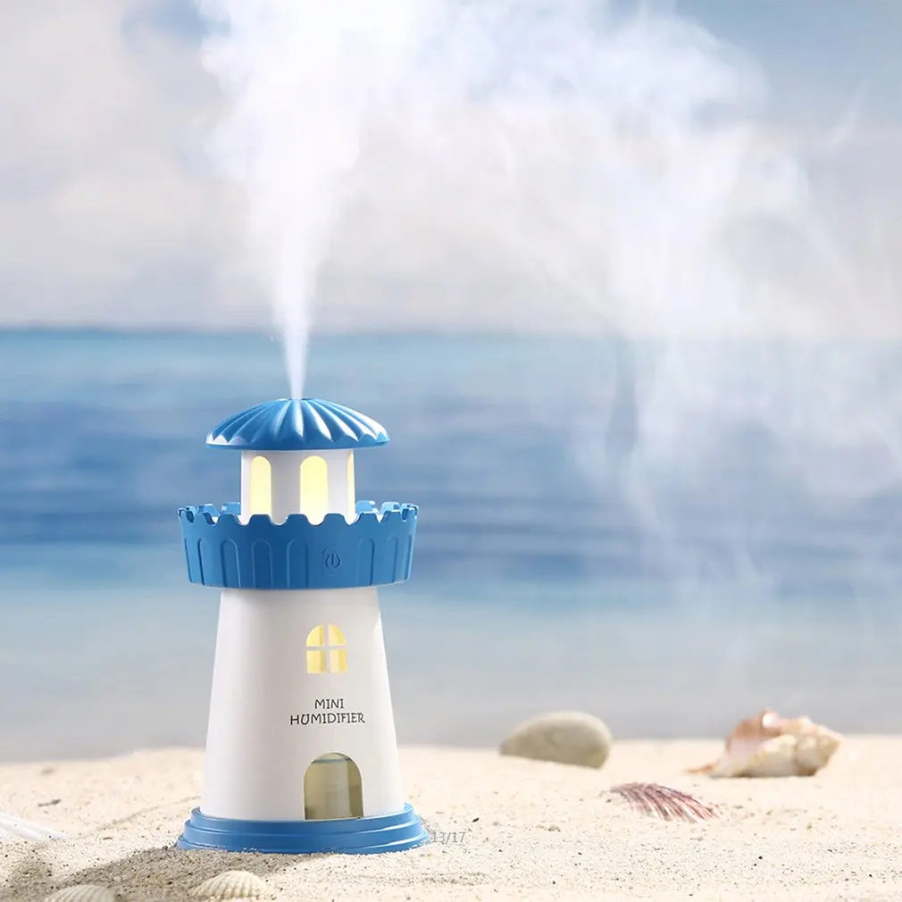 

Lighthouse Air Humidifier Ultrasonic Mist Maker Fogger USB 150ml Humidifiers Freshener Purifier Aroma Diffuser Lamp