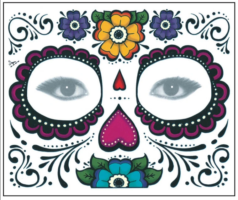 1 шт зомби День мертвых временные тату Маска Костюм сахар наклейка с черепом | Дом