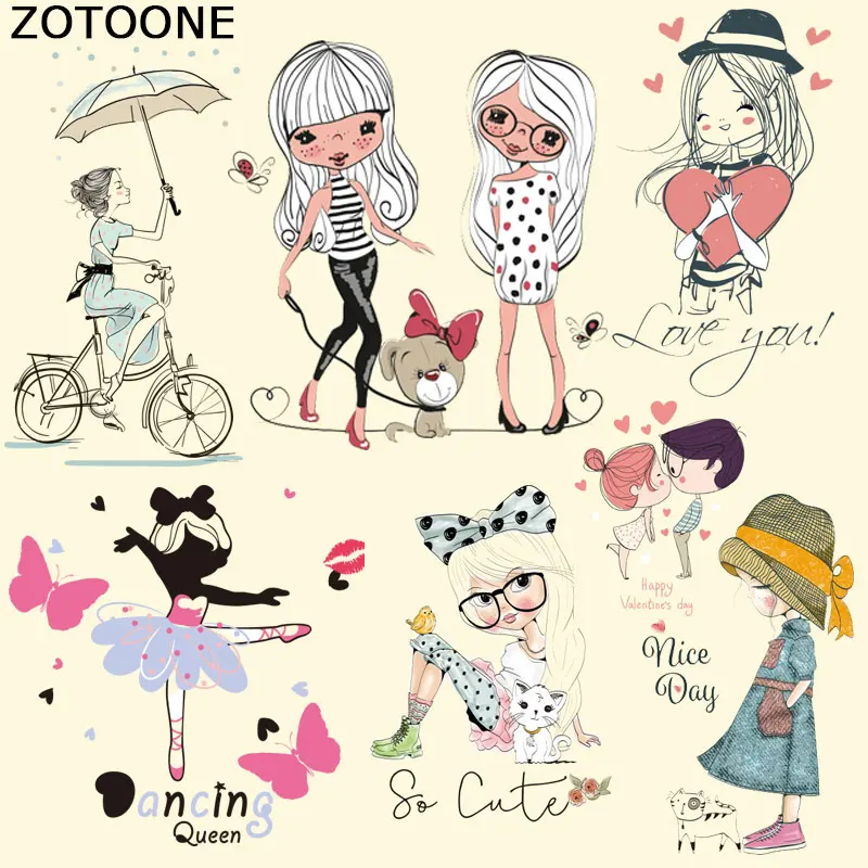 Милая девушка ZOTOONE теплопередача A уровень моющиеся стираемые Стикеры для глажки