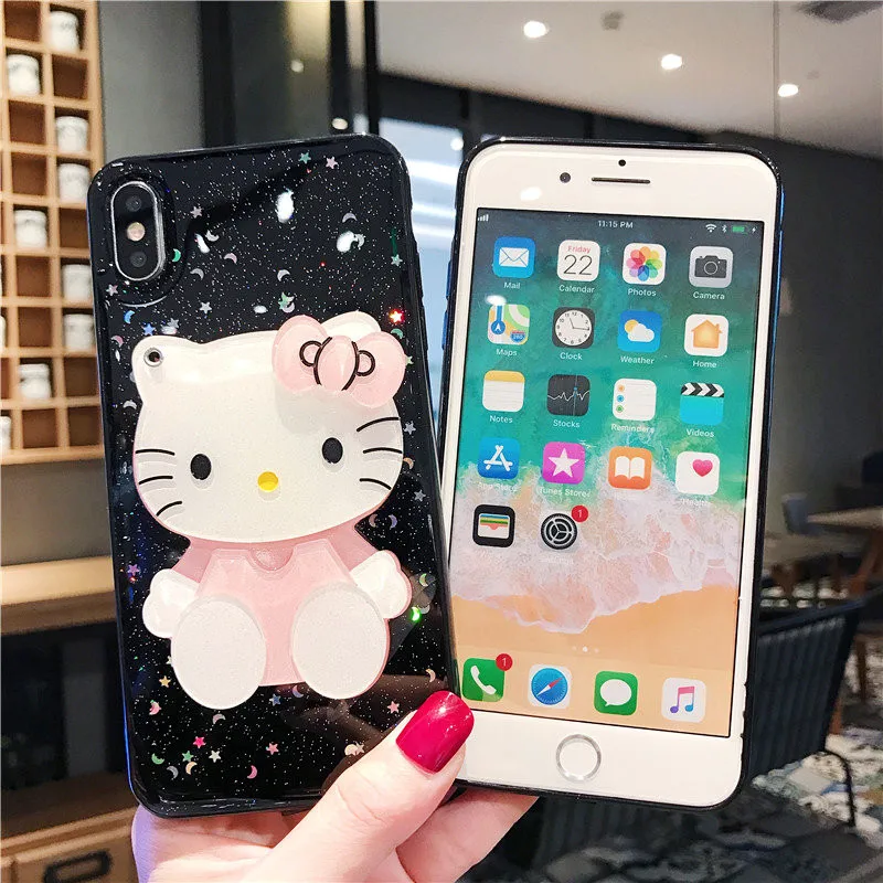 Модный 3D милый зеркальный чехол с рисунком котенка для iphone X XS MAX XR 7 8 6 6s Plus
