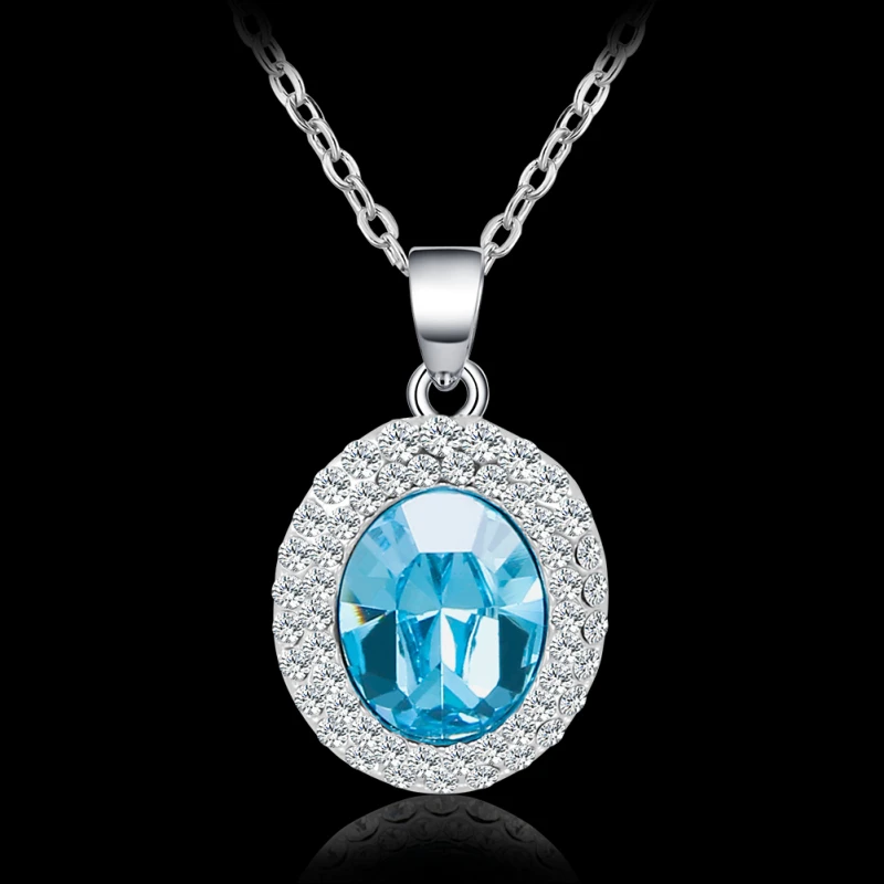 

Garilina Fashion versatile boutique jewelry Blue Austrian crystal alloy necklace trend pendant for women P2101
