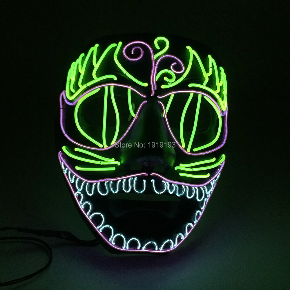 Смешные Rave Led Ужасы мигающие маски для дня рождения EL Sawtooth страшная маска