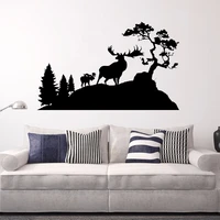 landscape tree wall sticker nature style vinyl wall decals deers animal wall art mural home living room decor wall poster ay1108