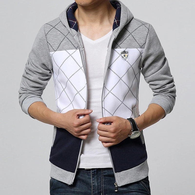 Новинка 2017 демисезонная мужская повседневная Приталенная толстовка с капюшоном