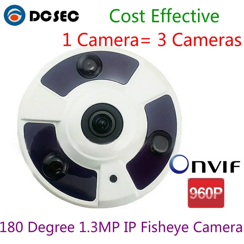IP Fisheye Камера Android + IOS Поддержка Onvif 2.0 кодирование H.264 180 градусов 960 P 1.3mp 30 м Ночное