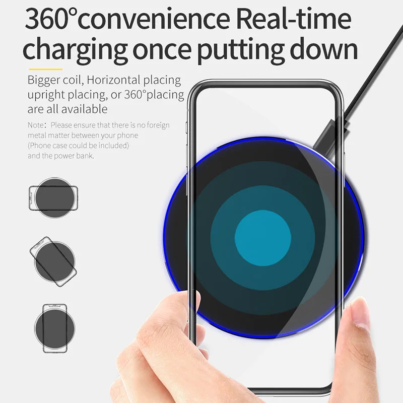 Круглое Беспроводное зарядное устройство из закаленного стекла беспроводное