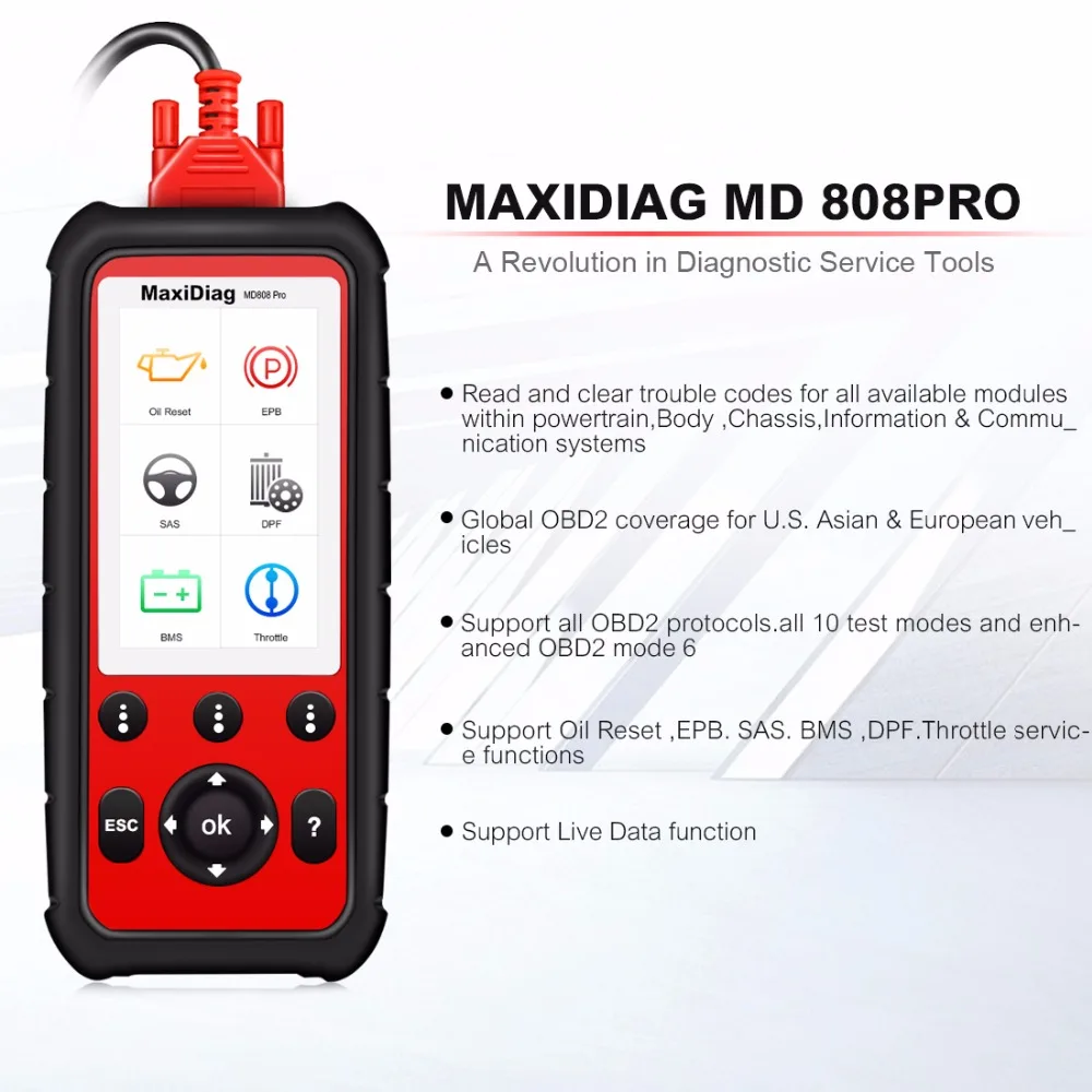 Autel Maxidiag MD808 PRO OBD2 автоматический сканер диагностический инструмент OBD 2