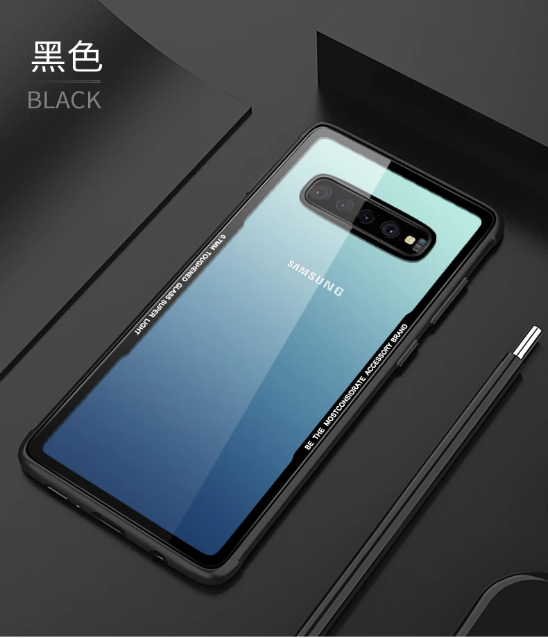 Чехол из закаленного стекла для samsung Galaxy S10 Plus S10E, прозрачная задняя крышка для samsung S10e, мягкий силиконовый бампер, чехол S10Plus