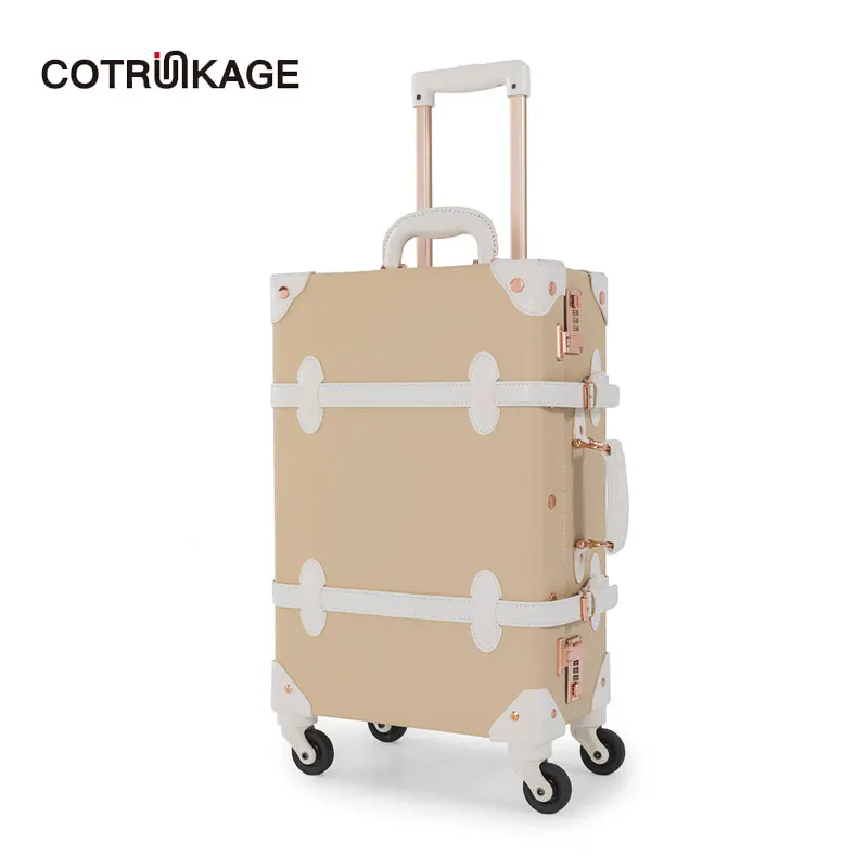 COTRUNKAGE желтый 2" 26" PU кожаный небольшой жесткий чехол для переноски чемодана ручной путешествия Спиннер багаж винтажный багаж багажник