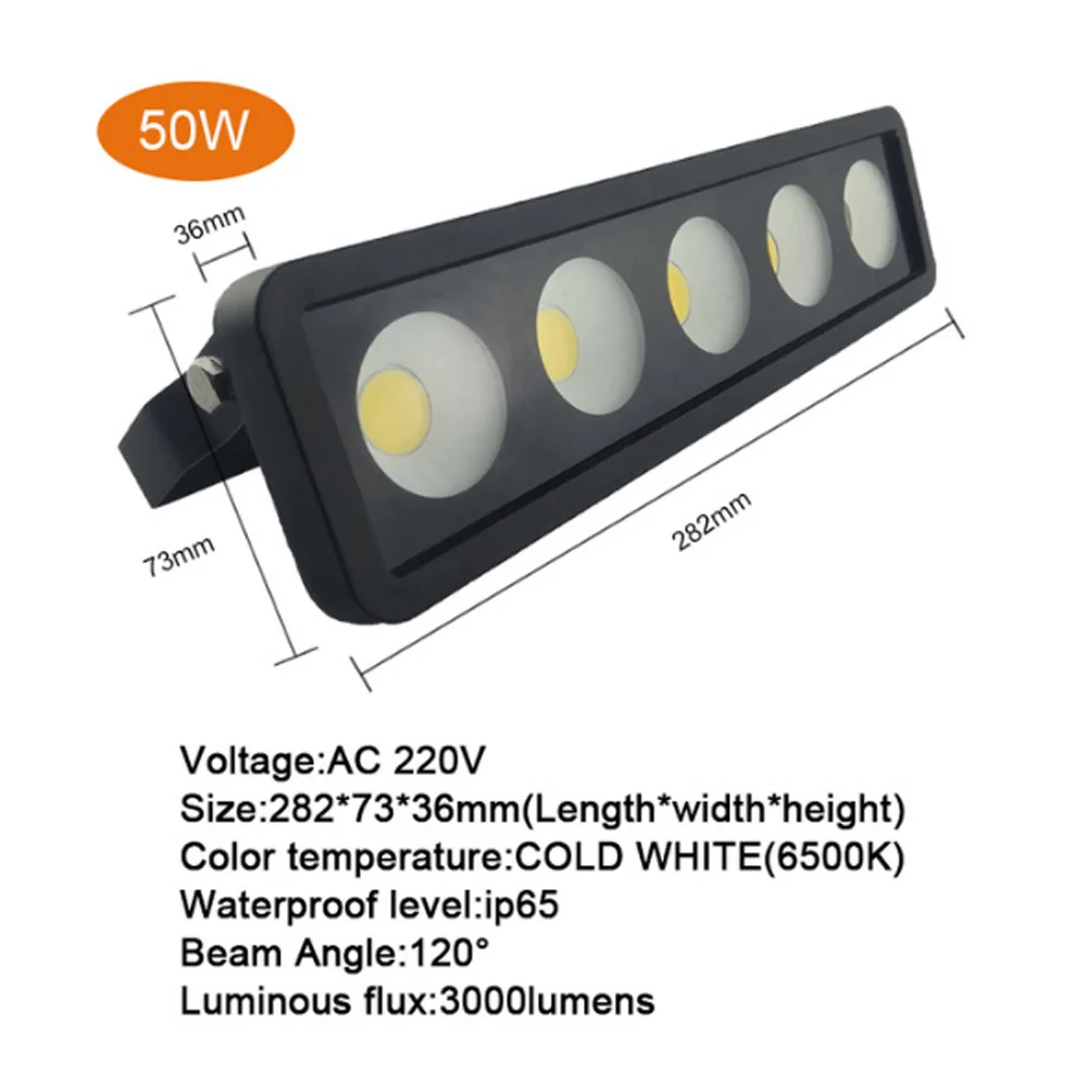 Black 50W AC220V Светодиодный прожектор светильник Светодиодный точечный светильник 50 Вт 220 В IP65 водонепроницаемый наружный настенный светильник-отражатель холодный белый светильник садовый квадратный прожектор светильник - Испускаемый цвет: Black 50W AC220V